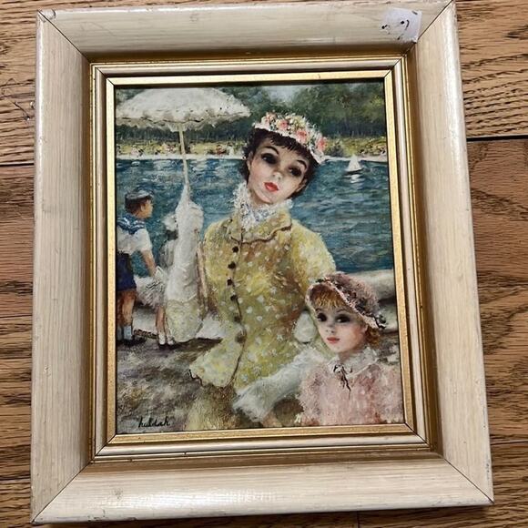 VINTAGE HULDAH PRINT FRAMED SIGNED THE SAILBOAT‎ POND - Picture 1 of 5